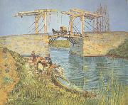 Vincent Van Gogh The Langlois Bridge at Arles with Women Washing (nn04) oil painting on canvas